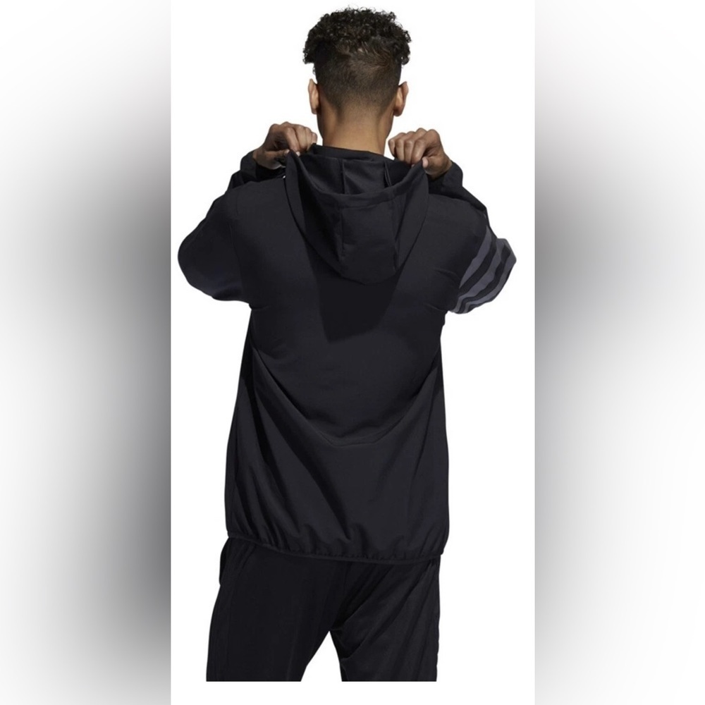 Adidas Men's Black Windbreaker with Gray Accents - Picture 10 of 16